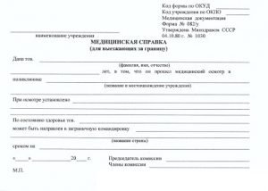 справка 082у для выезда за границу